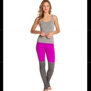Alo Yoga Goddess Ribbed Leggings Fuchsia Gray